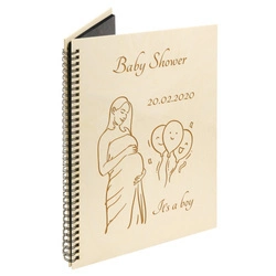 Naturalny album pionowy z personalizowaną okładką - Prezent na Baby Shower 