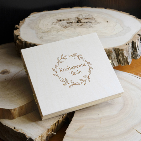 Personalizowane naturalne pudełko z kartką - Prezent dla Taty 