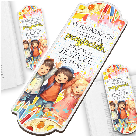 Zakładka z nadrukiem upominek do szkoły przedszkola pasowanie