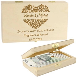Personalizowane zamykane pudełko na pieniądze - Prezent dla Pary Młodej 