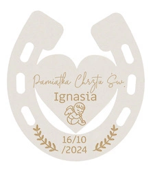 Podziękowanie dla Gości Chrzest - Drewniany Magnes Podkowa