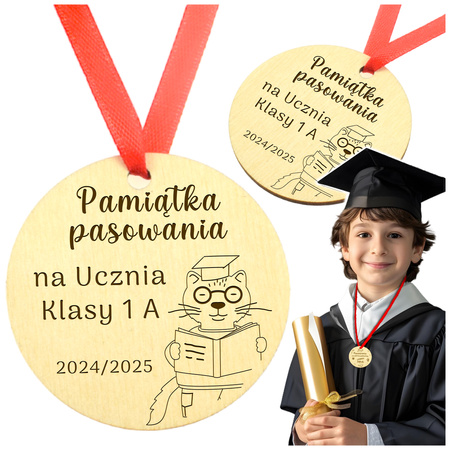 Medal na Pasowanie - Drewniany, personalizacja, wiele wzorów