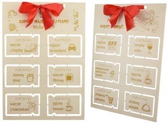 Prezent na Dzień Mamy - Drewniany kupon z grawerem