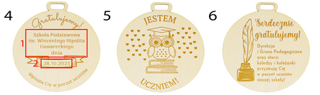Medal na pasowanie, ślubowanie - Drewniany, personalizacja, wiele wzorów