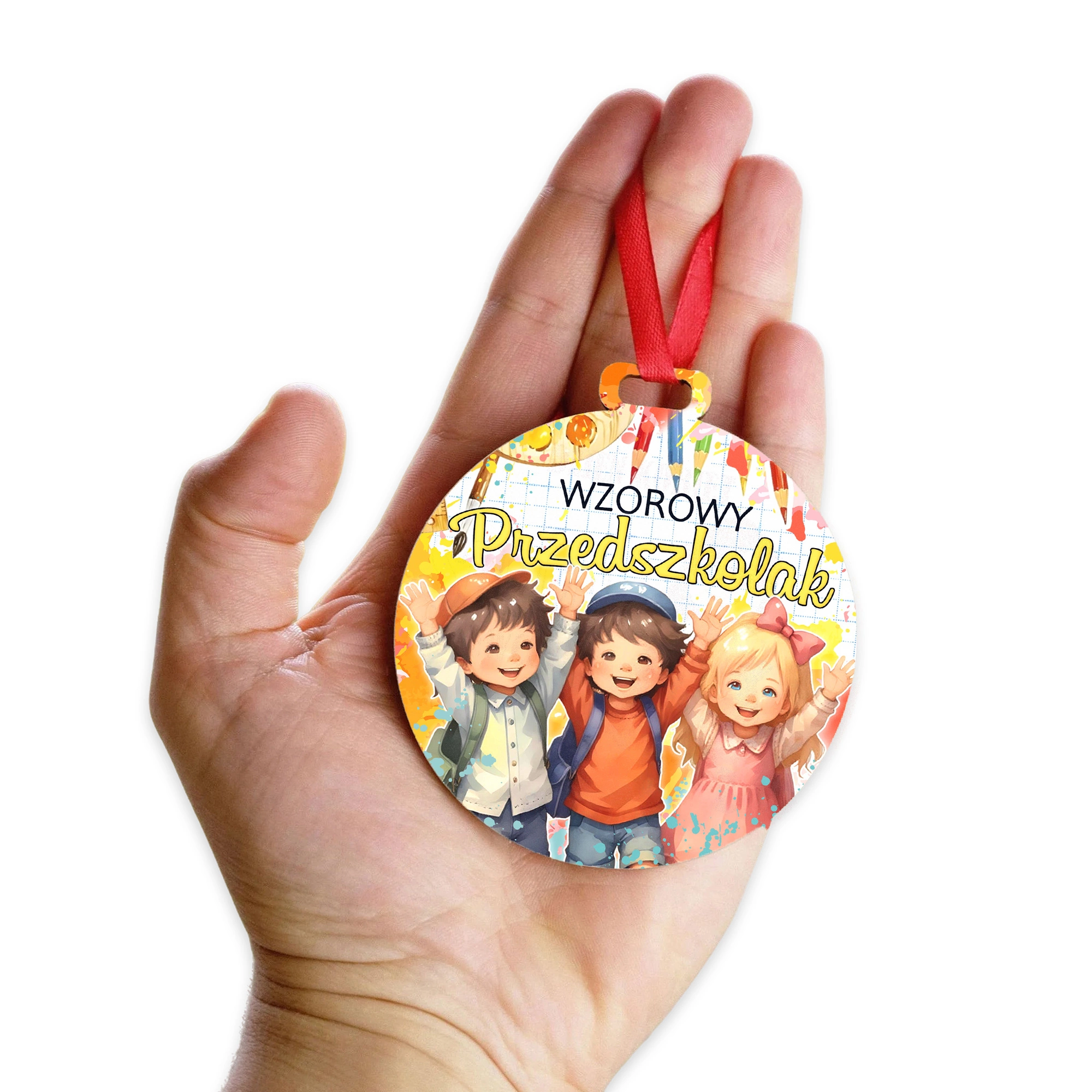 Medal szkolny – detal nadruku i gładkie krawędzie