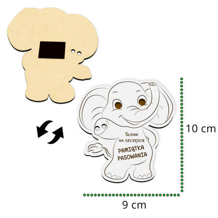 Pasowanie na ucznia, ślubowanie - słonik na lizaka, magnes