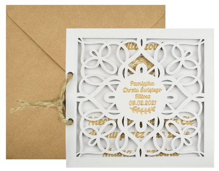Personalizowana biała kartka z kopertą - Prezent na Chrzest Święty
