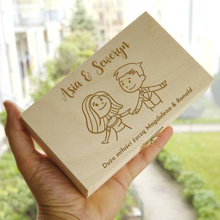 Personalizowane zamykane pudełko na pieniądze - Prezent dla Pary Młodej 