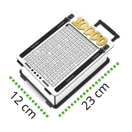 Skarbonka wykreślana wykreślanka walizka - wyzwanie oszczędzanie, cel 10000zł