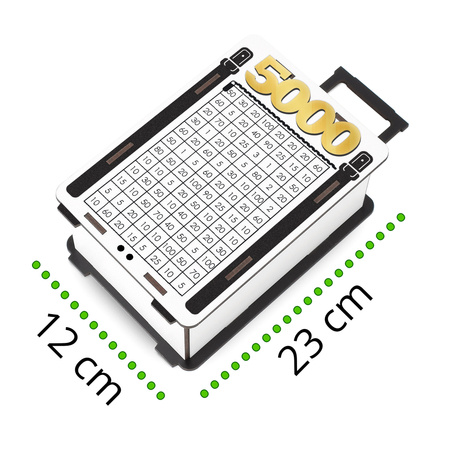 Skarbonka wykreślana wykreślanka walizka - wyzwanie oszczędzanie, cel 5000zł
