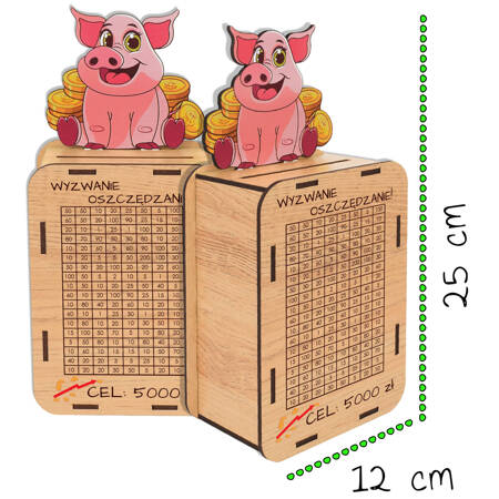 Skarbonka wykreślana wykreślanka - wyzwanie oszczędzanie, cel 5000zł